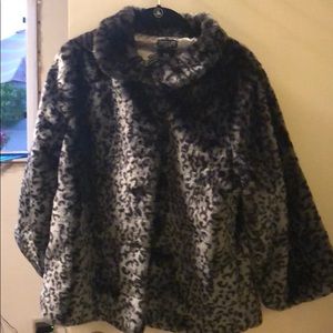 Iron Fist Grey leopard print fur coat never worn!!